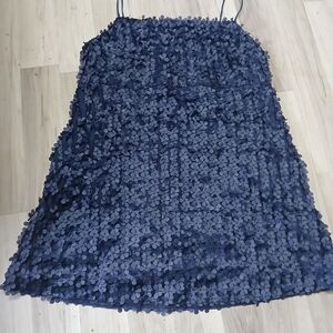 By Anthropologie Sold Out Online Navy Blue Textured Dress